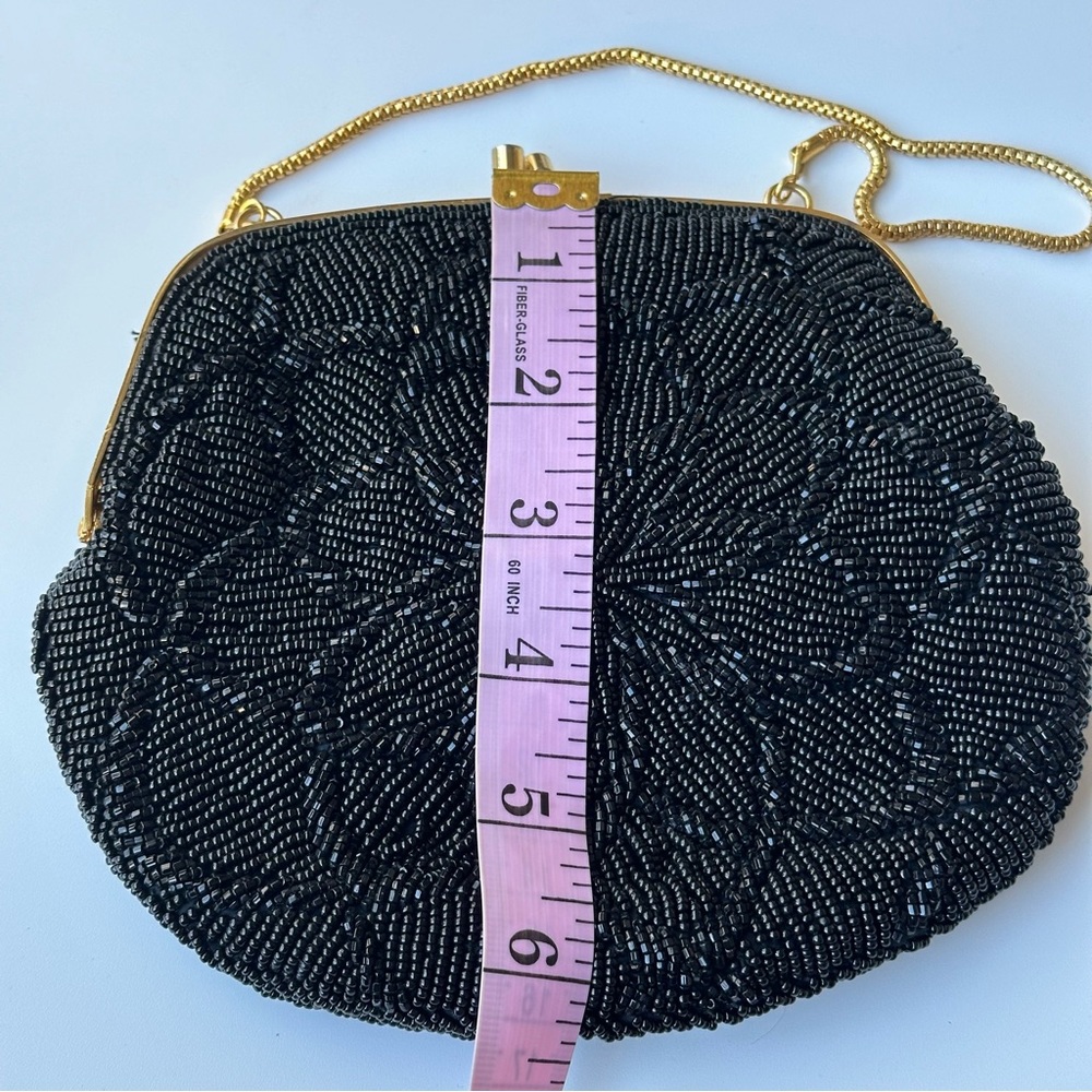VTG 1980s Black Beaded Evening Bag - Picture 9 of 9